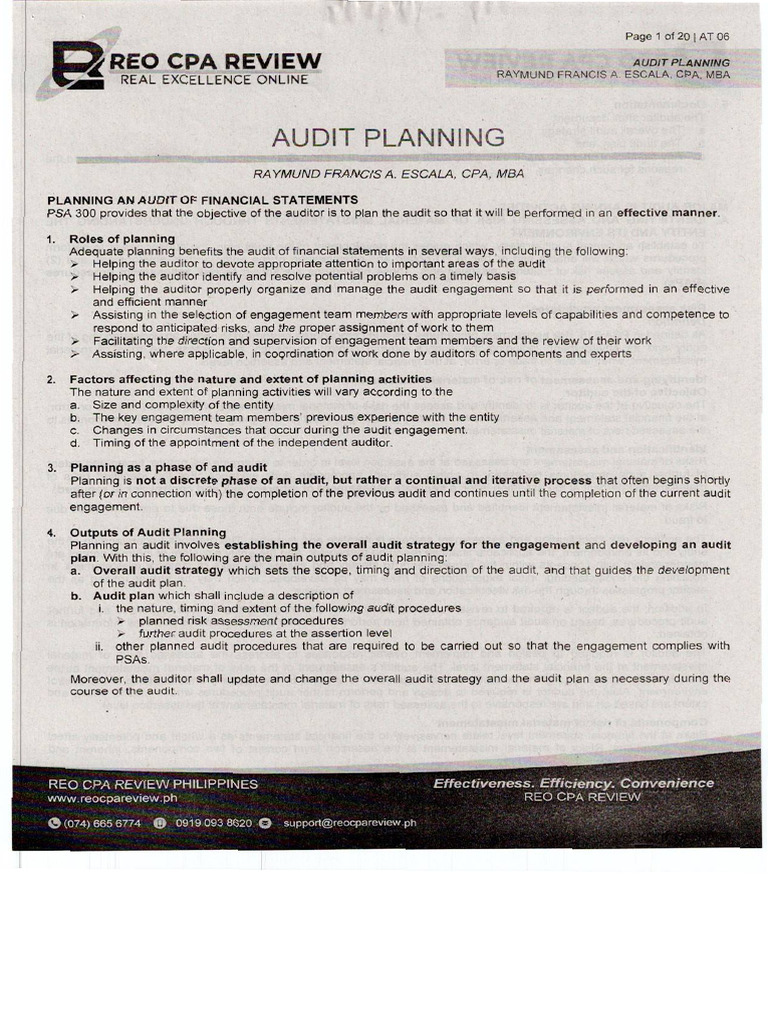 REO Audit Planning Overview | PDF | Audit | Internal Control
