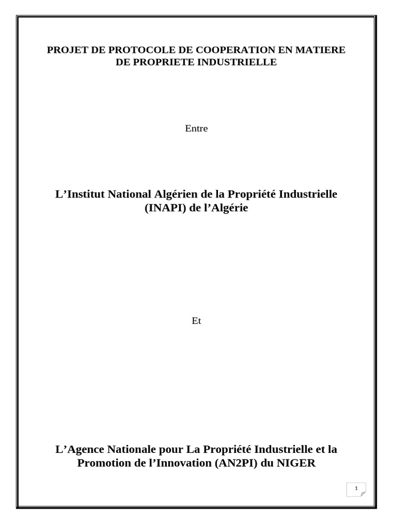 Protocole de coopération INAPI-AN2PI | PDF | Brevet | Informations