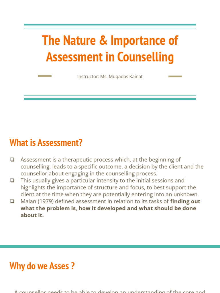 Importance of Assessment in Counseling | PDF | Counseling Psychology ...