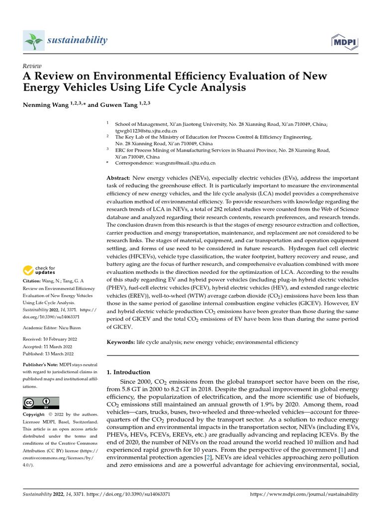 A Review on Environmental Efficiency Evaluation of New Energy Vehicles ...