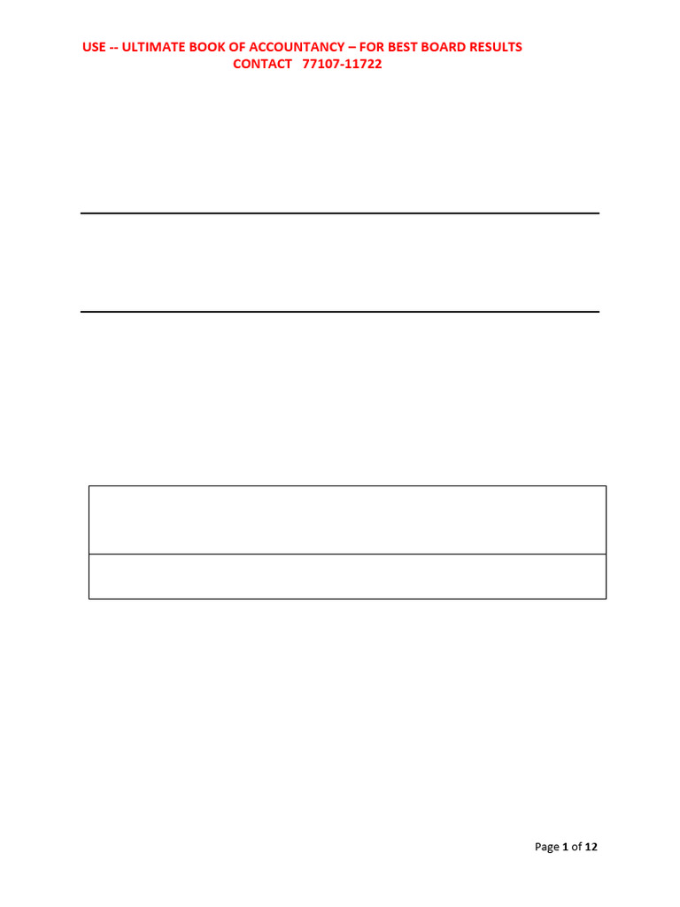 Class 12 Accountancy Sample Paper 2024-25 | PDF | Debits And Credits ...