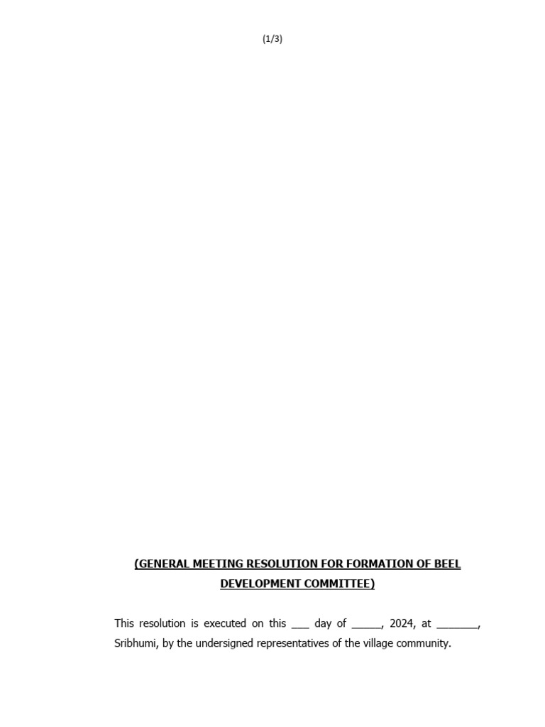 Beel Development Committee Formation Resolution | PDF | Governance ...