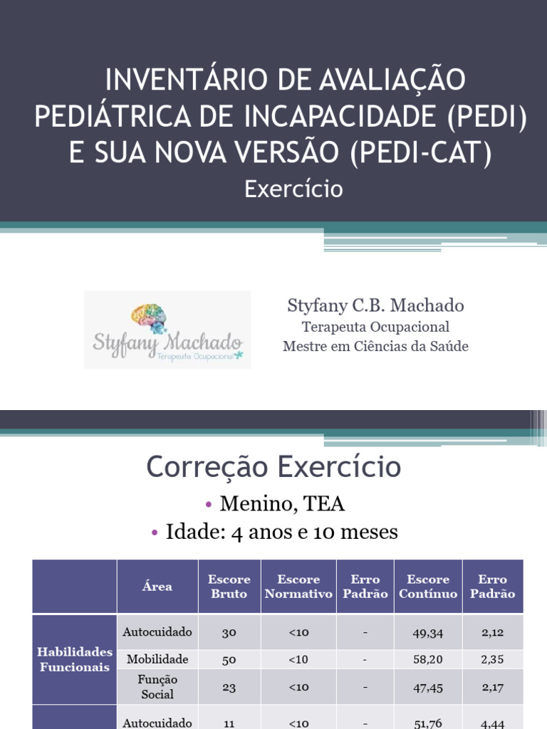 Inventário PEDI-CAT de Avaliação Infantil | PDF