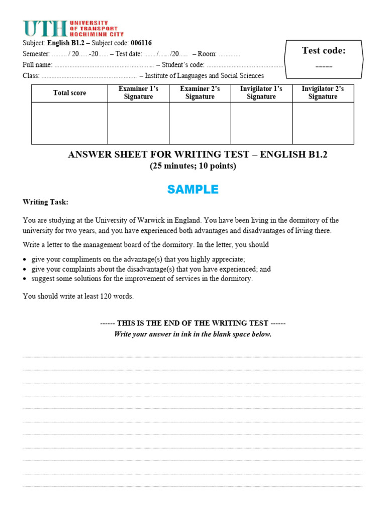 B1 2 Sample Writing Test Updated 01 11 2024 Pdf