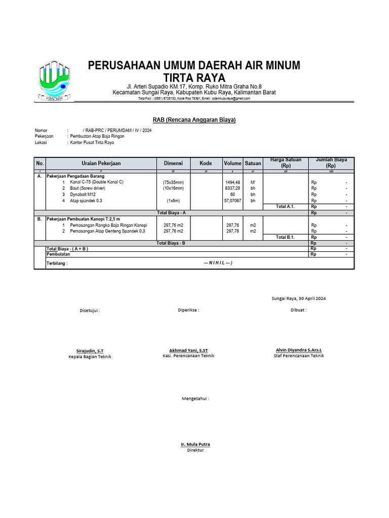 RAB Atap dan Kanopi Baja Ringan | PDF