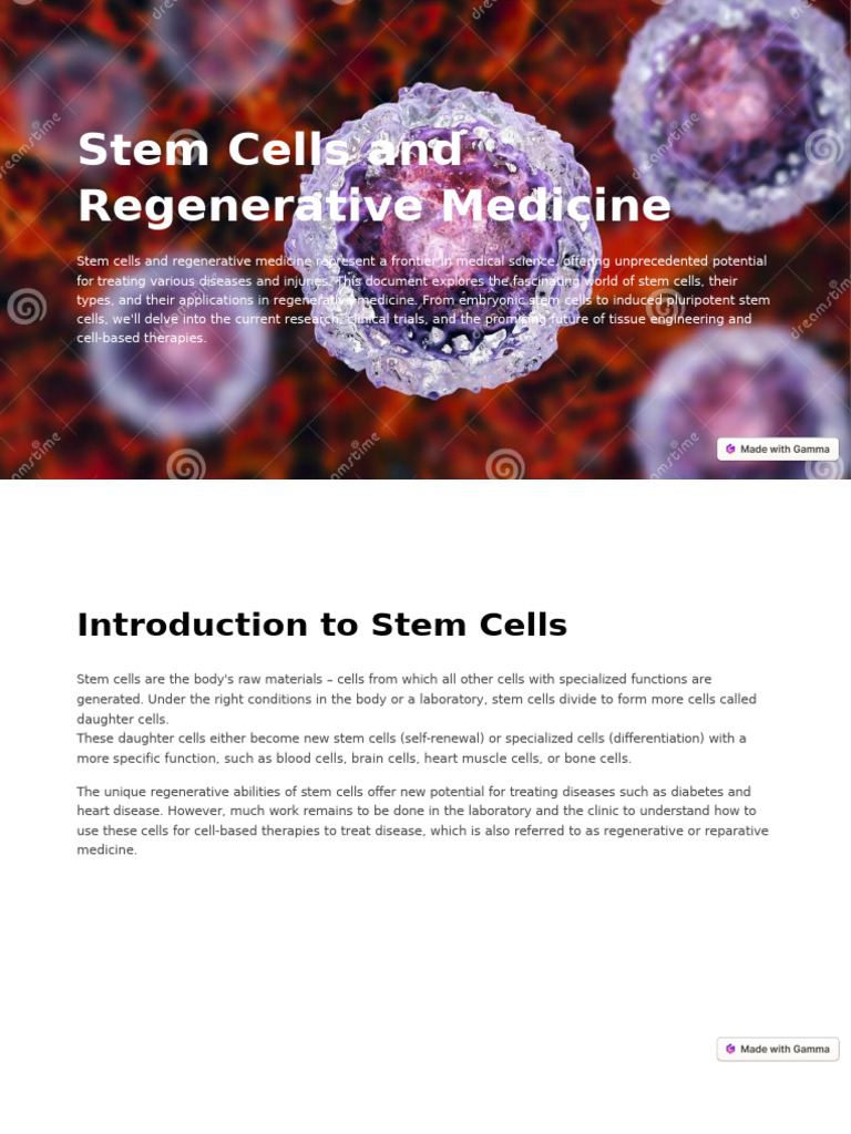 Stem Cells And Regenerative Medicine Pdf Stem Cell Embryonic Stem