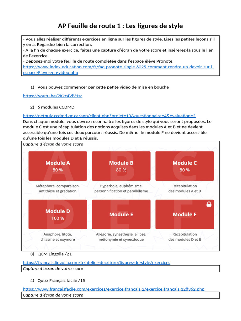Feuille de route sur les figures de style | PDF