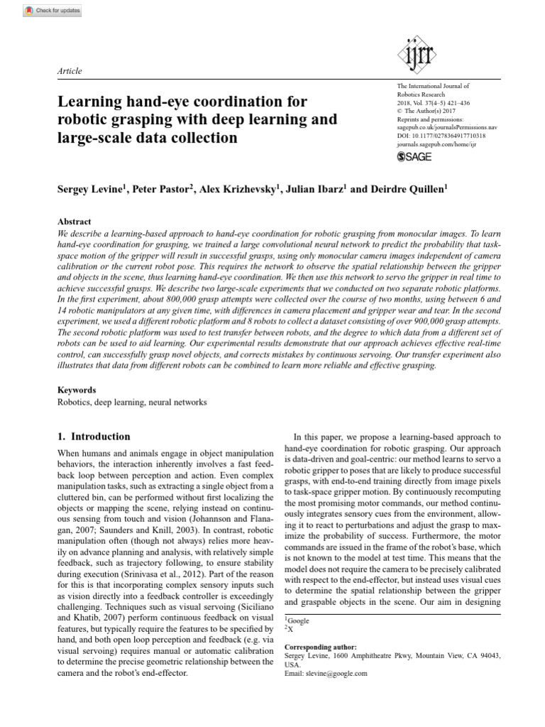Levine 2018 | PDF | Robotics | Computer Vision