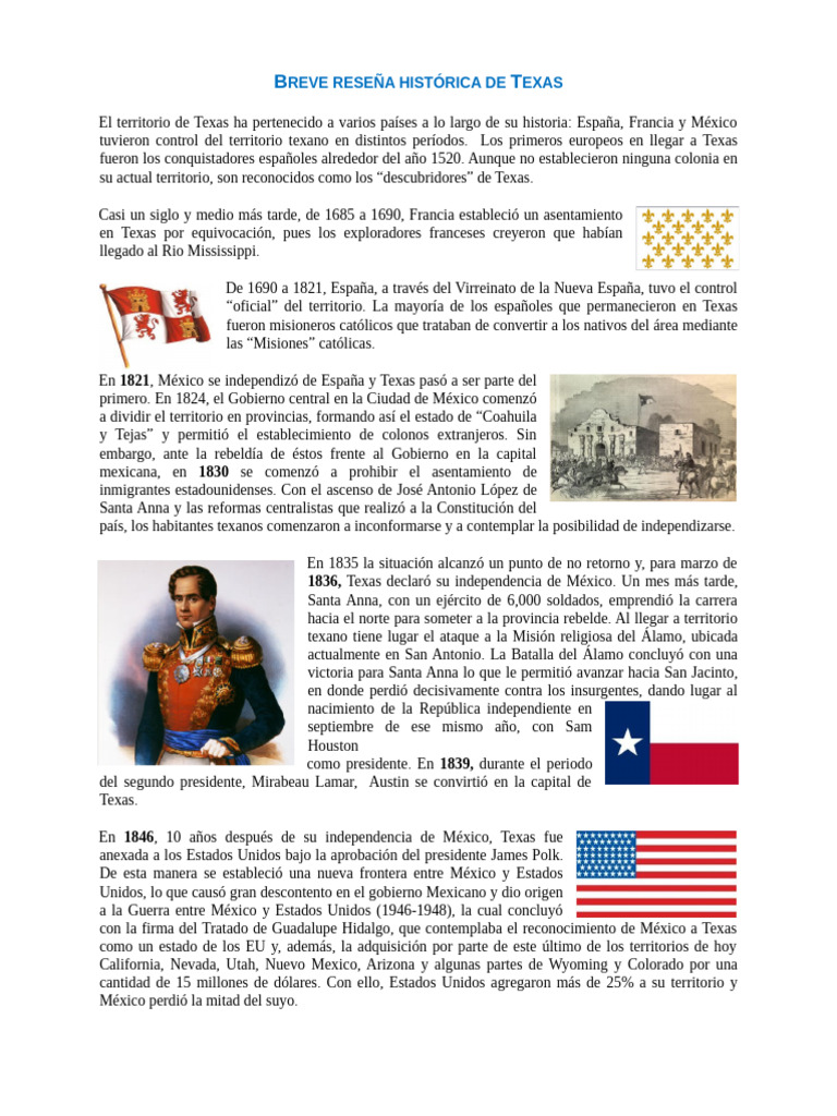Breve Resea Histrica de Texas | PDF | Texas mexicano | Texas