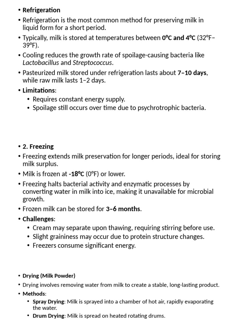 Methods of Milk Preservation Techniques | PDF | Milk | Lactic Acid