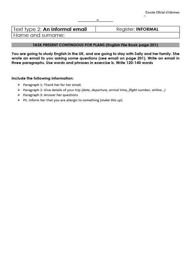 Writing an Informal Email for B1 | PDF | Aviation | Civil Aviation