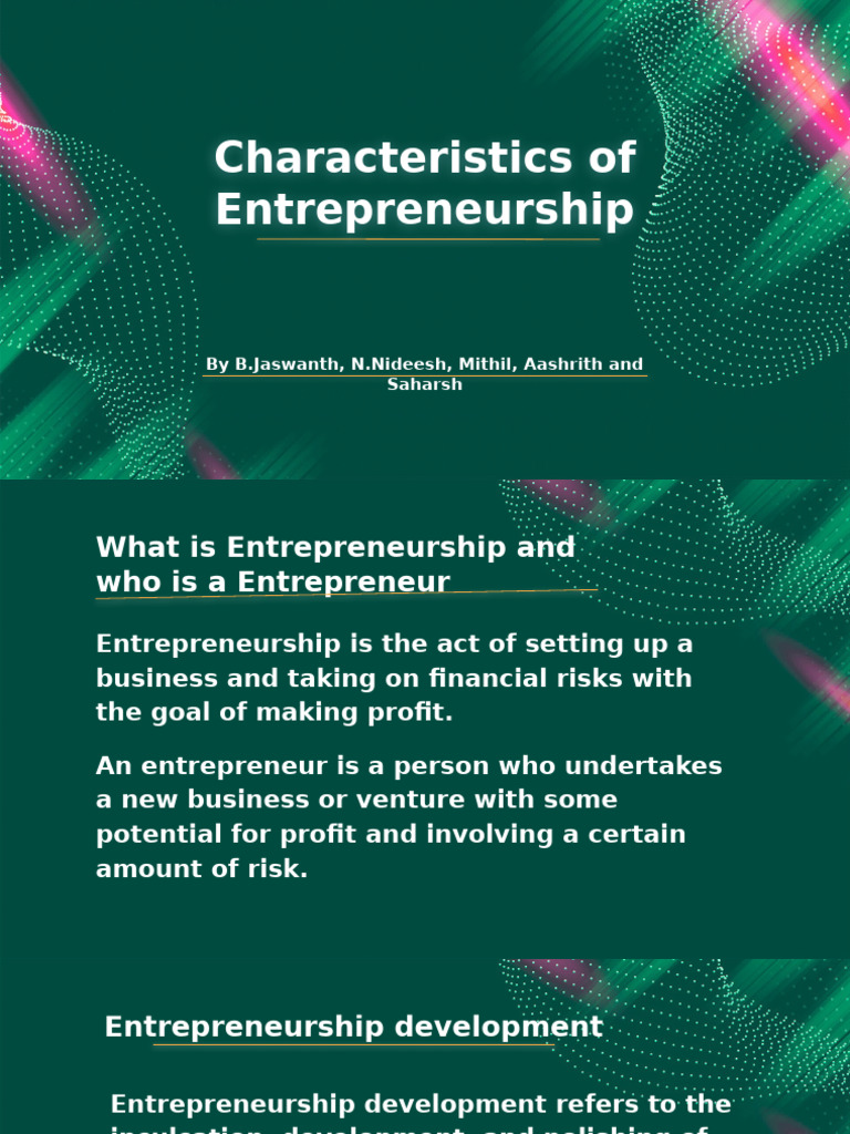 Key Characteristics of Entrepreneurship | PDF | Entrepreneurship ...