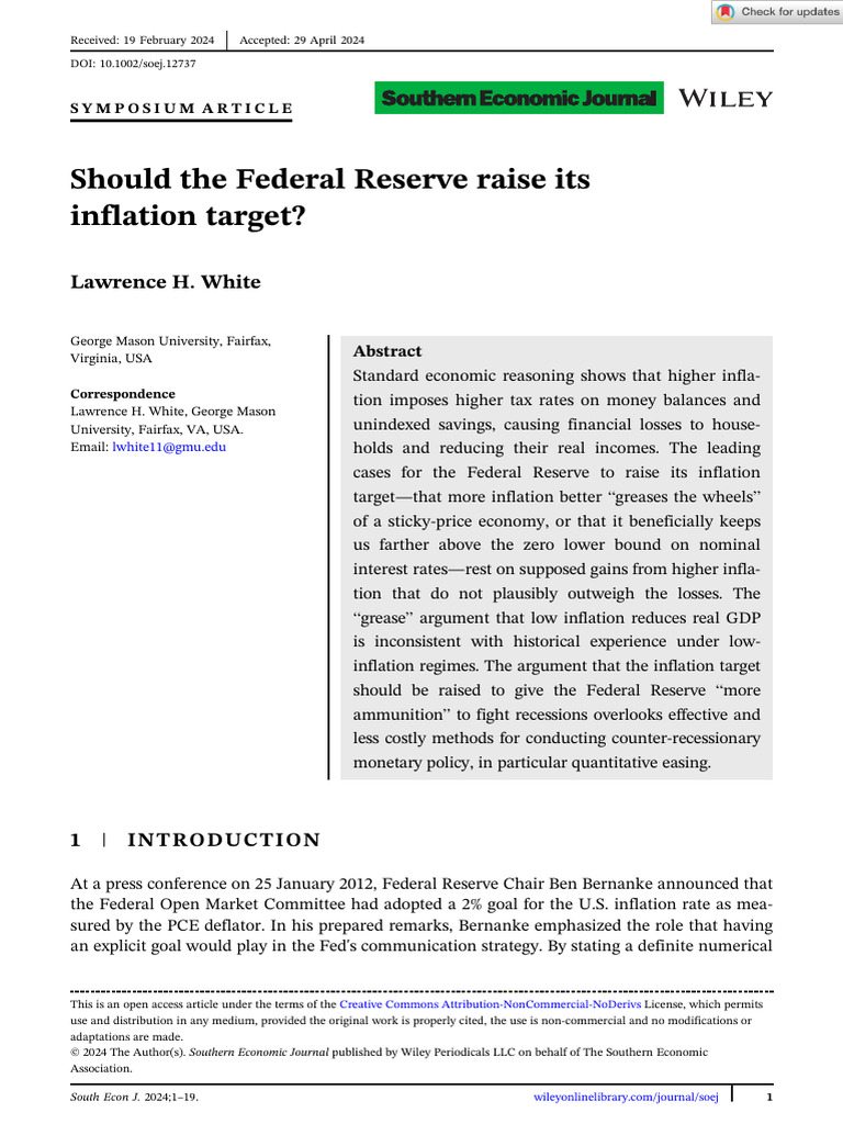 Should the Fed Raise Inflation Target? | PDF | Inflation | Monetary Policy