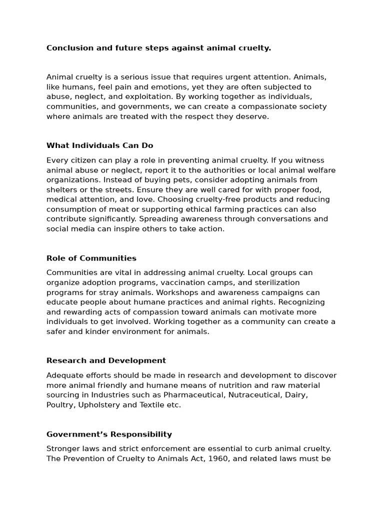 Conclusion and Future Steps - Ojasya | PDF | Cruelty To Animals ...