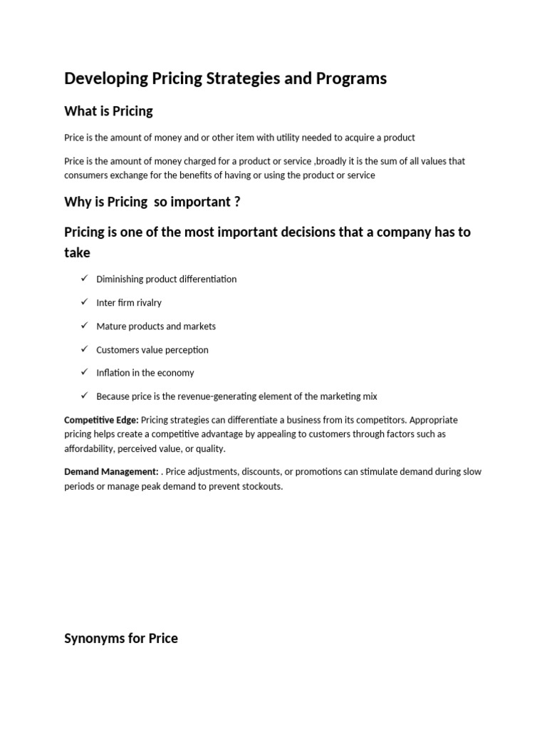 Marketing - Pricing Policies | PDF | Pricing | Elasticity (Economics)