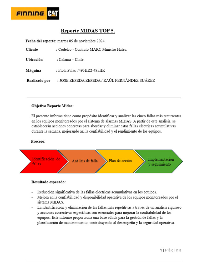 Análisis de Fallas en Equipos MIDAS Codelco | PDF | Ingeniería de ...