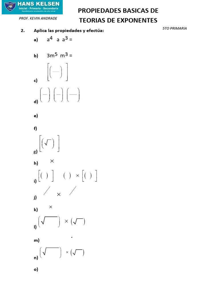 Propiedades Basicas - Teoria de Exponentes PDF