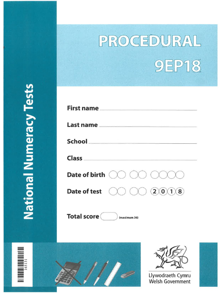 (Done) Numeracy Procedural Test Year 9 2018 | PDF