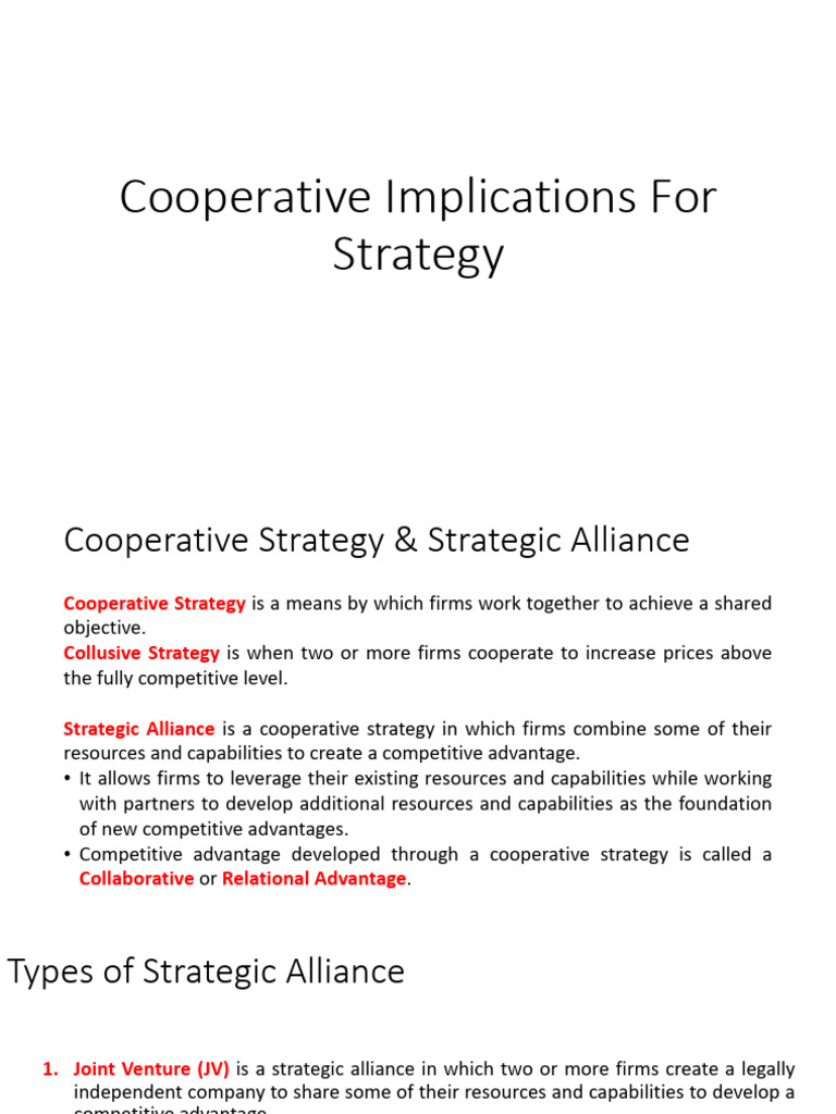 Cooperative Strategies for Competitive Advantage | PDF | Joint Venture ...