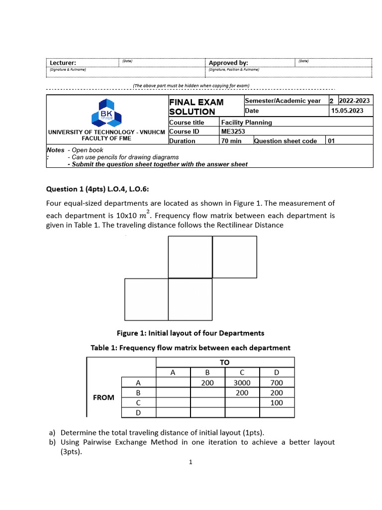 Facility Planning Exam Solutions Guide | PDF | Matrix (Mathematics ...