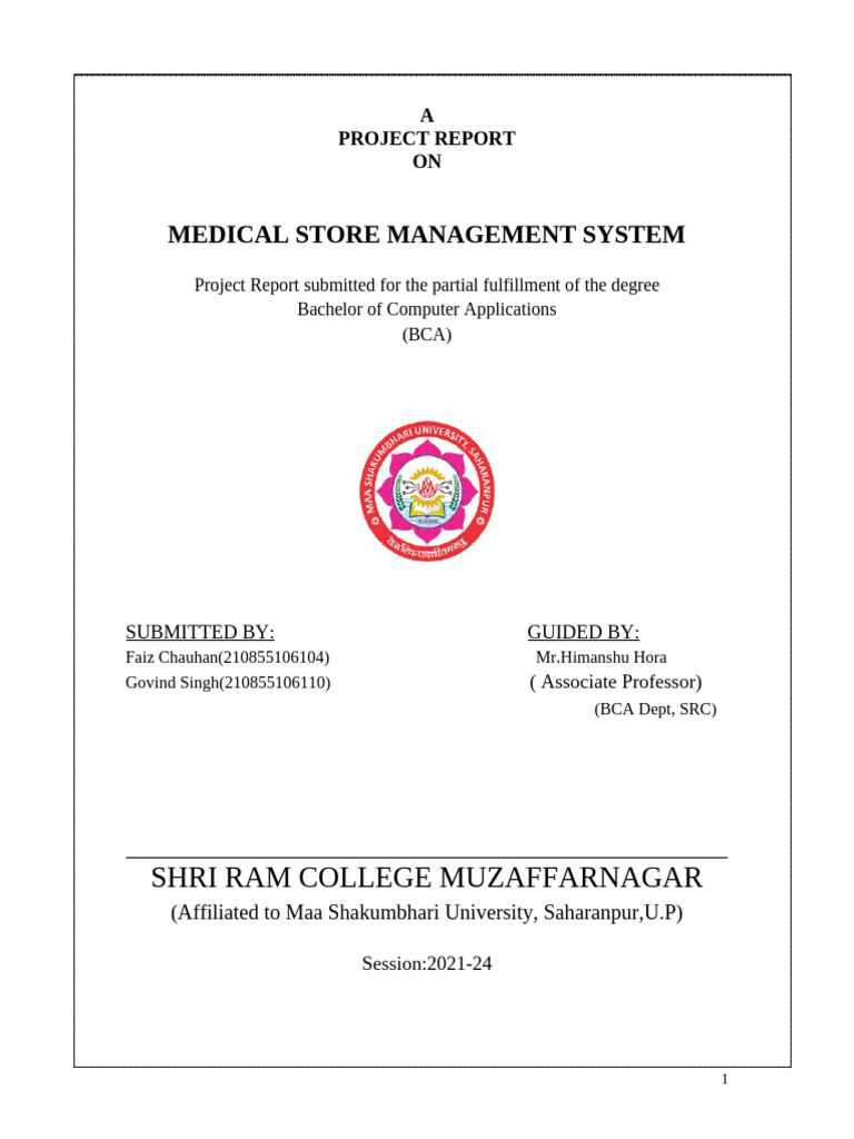 Medical Store Management System Report | PDF | Java Script | Html