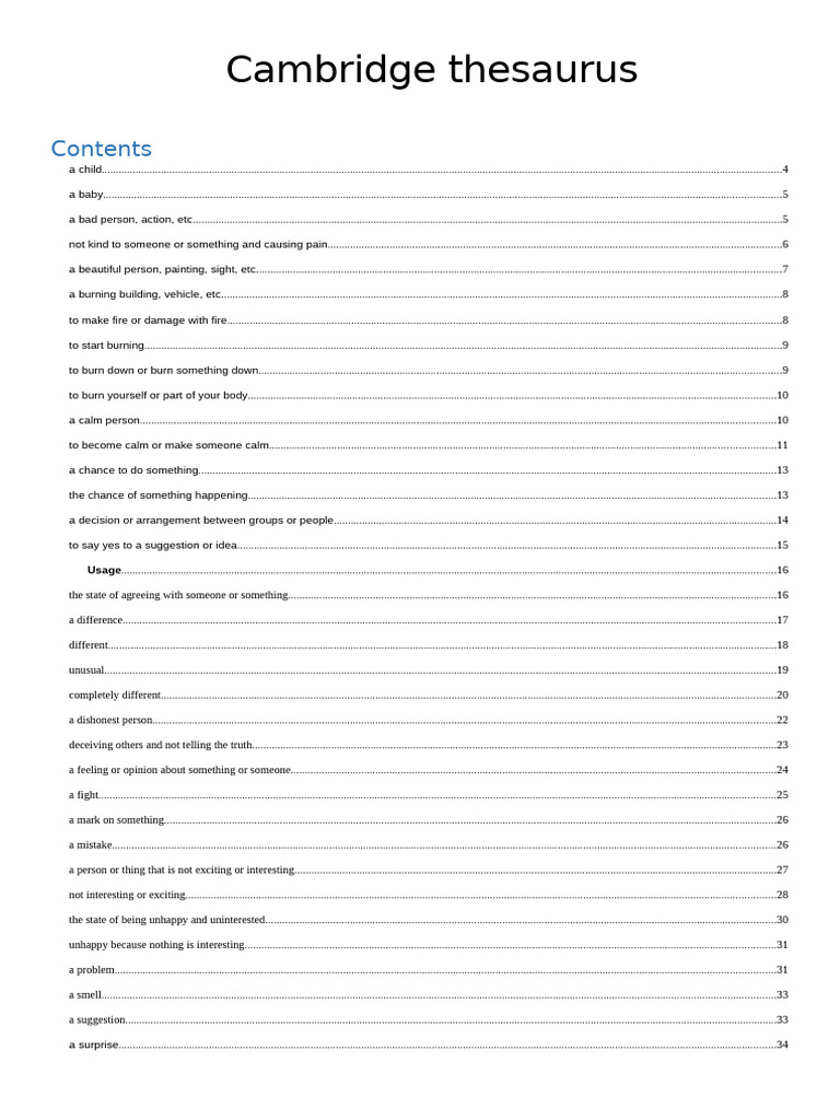 CAMBRIDGE ENGLISH THESAURUS intelligence overview