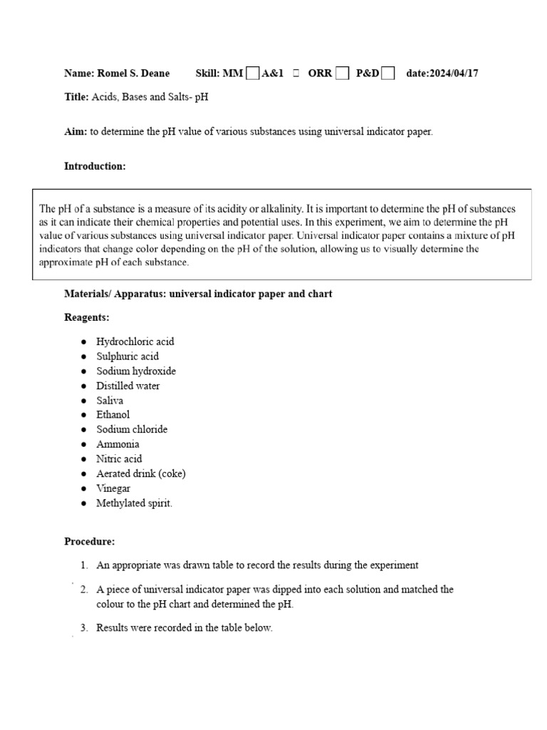 Chemistry Experiment Guide | PDF | Ph | Mixture