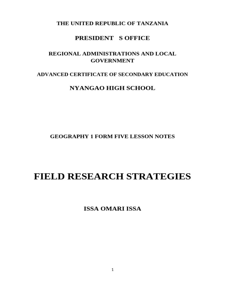 Field Research Strategies in Geography | PDF | Hypothesis | Survey ...