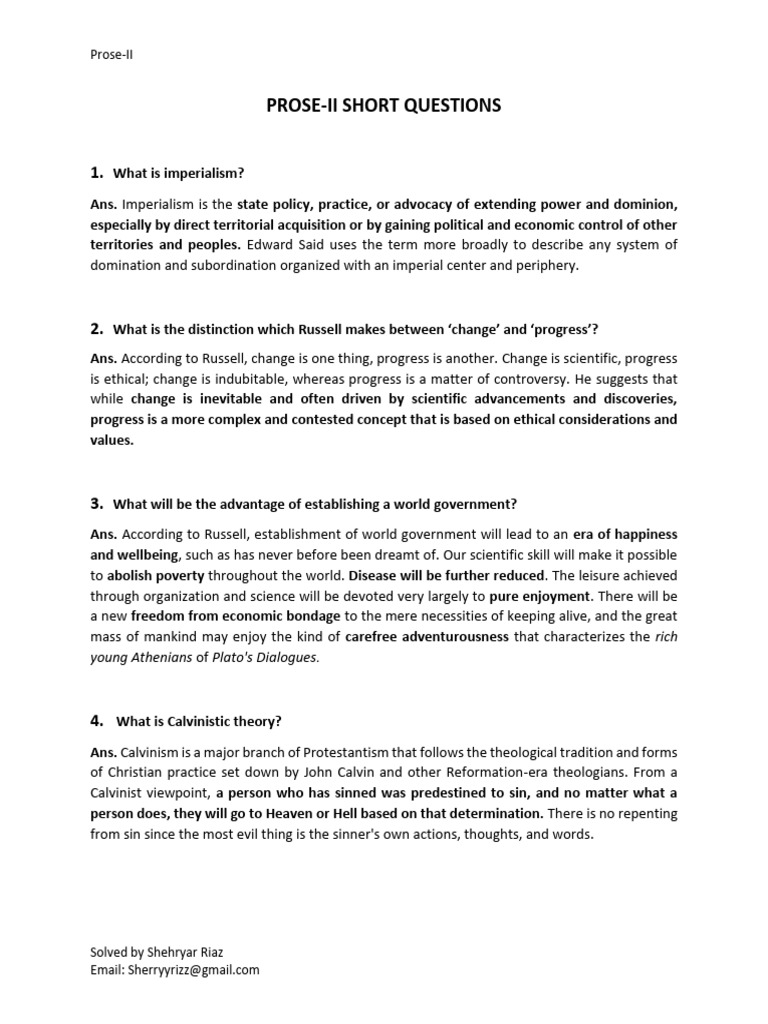 Prose-II: Key Concepts and Questions | PDF | Empiricism