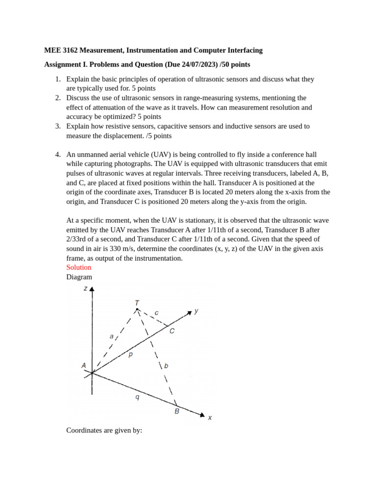 Mee 3162 measurement exercises solutions pdf accelerometer ultrasound