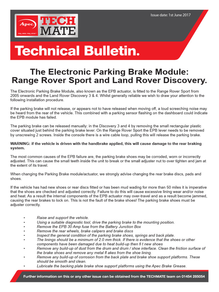 EPB Module Guide for Land Rover Vehicles | PDF | Brake | Manufactured Goods