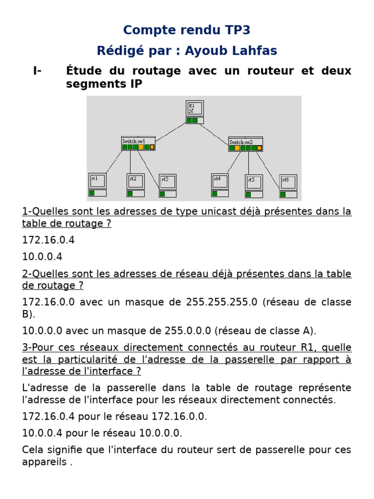 Routage IP et Configuration de Passerelles | PDF | Adresse IP | Routage