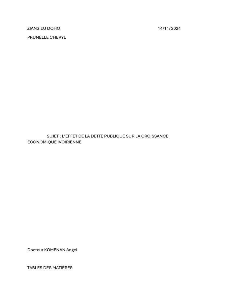 Impact de la Dette Publique sur la Croissance Ivoirienne | PDF | Dette ...