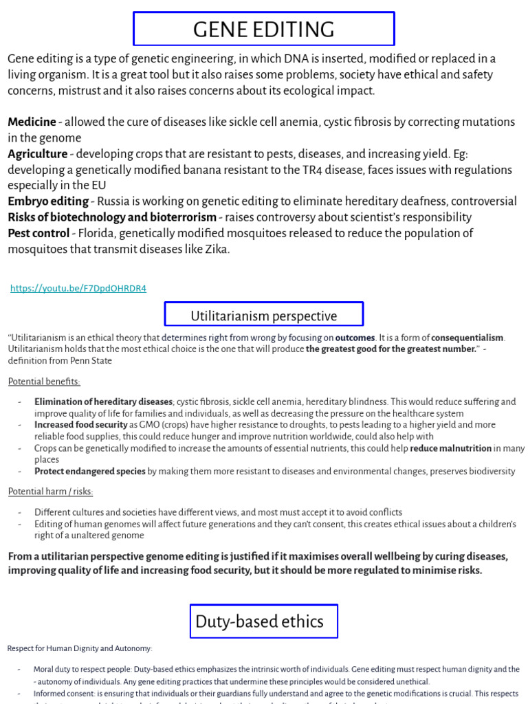 TOK - Gene Editing, Ethics | PDF | Genetic Engineering | Genetically ...