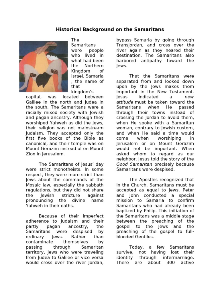 History and Beliefs of the Samaritans | PDF | Samaritans | Jesus
