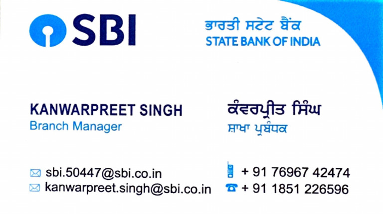 Contact Information for SBI Branch Manager | PDF