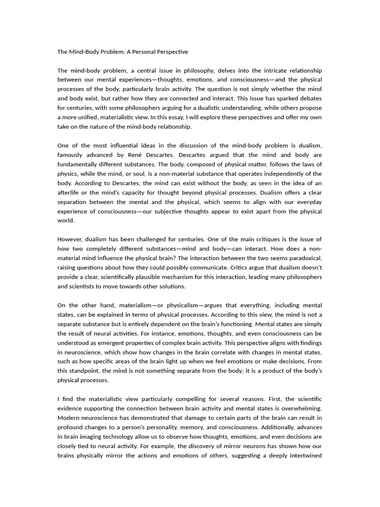 The Mind Body P Pdf Mind Intelligence Ai Semantics