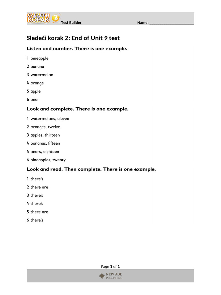 End of Unit 9 Test Template | PDF