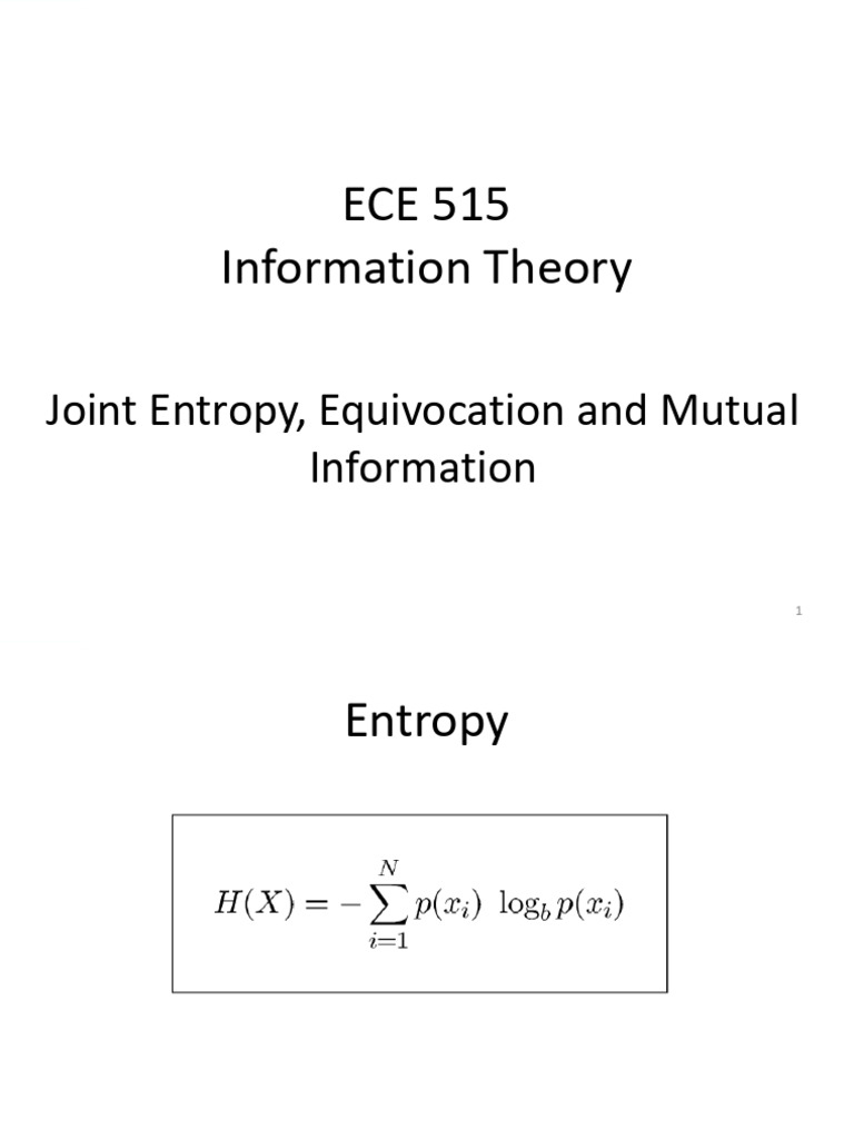 Joint Entropy, Equivocation and Mutual Information (Lecture) | PDF ...