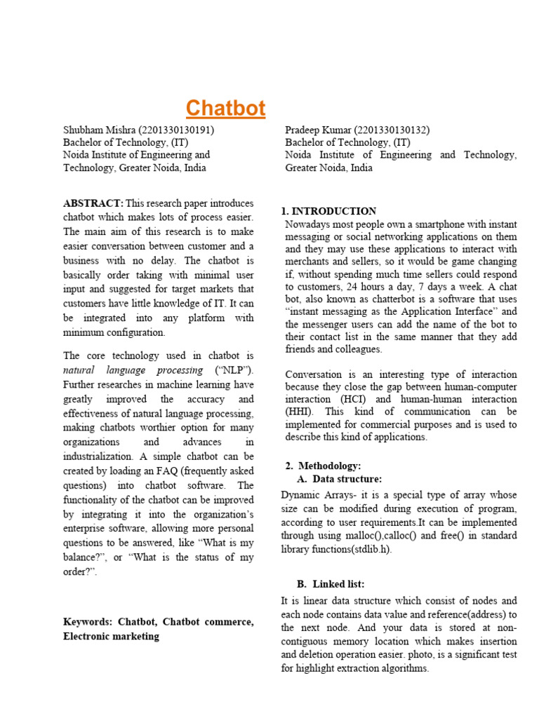 research paper chatbot | PDF | Software | Computer Programming