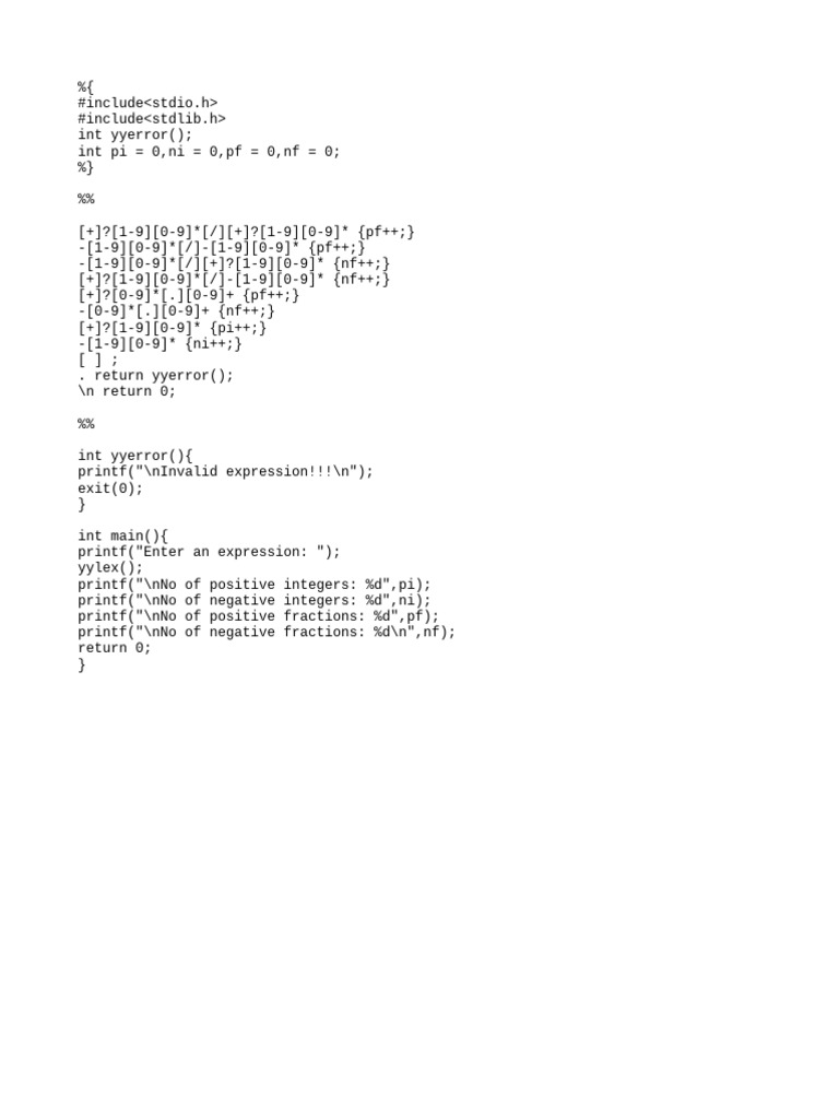C Program for Counting Numbers and Fractions | PDF