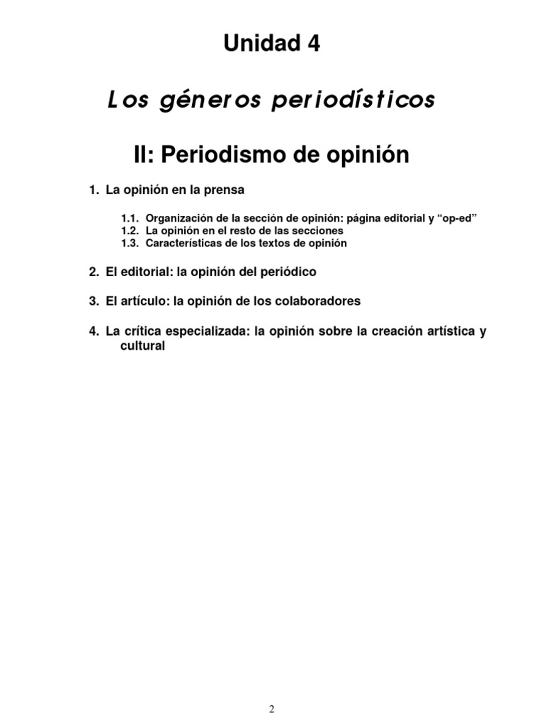 Estructura y Función del Periodismo de Opinión | PDF | Periódicos