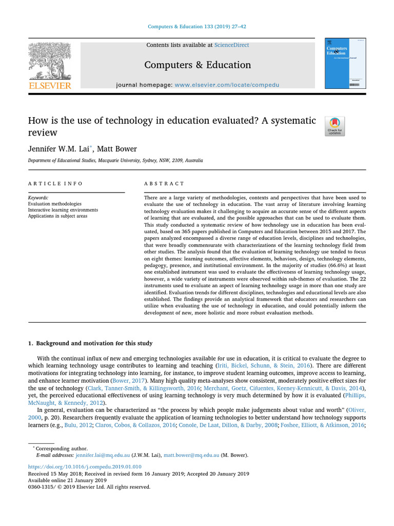 Evaluating Technology in Education: A Review | PDF | Educational ...