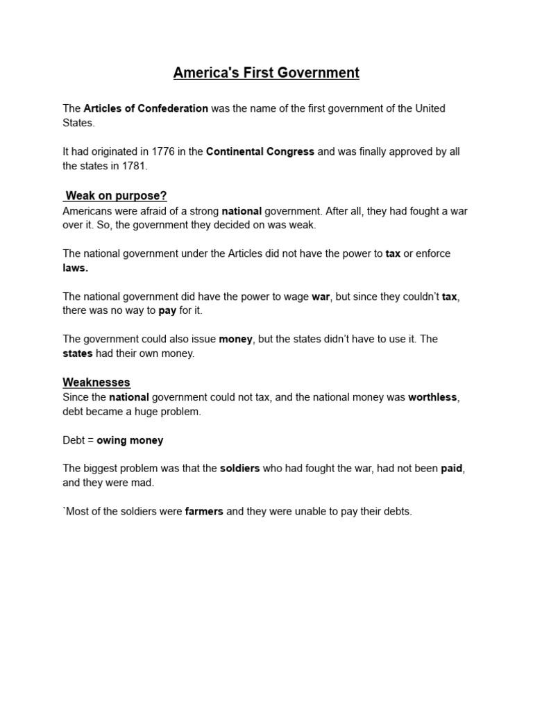 Articles of Confederation Overview | PDF | Founding Fathers Of The ...