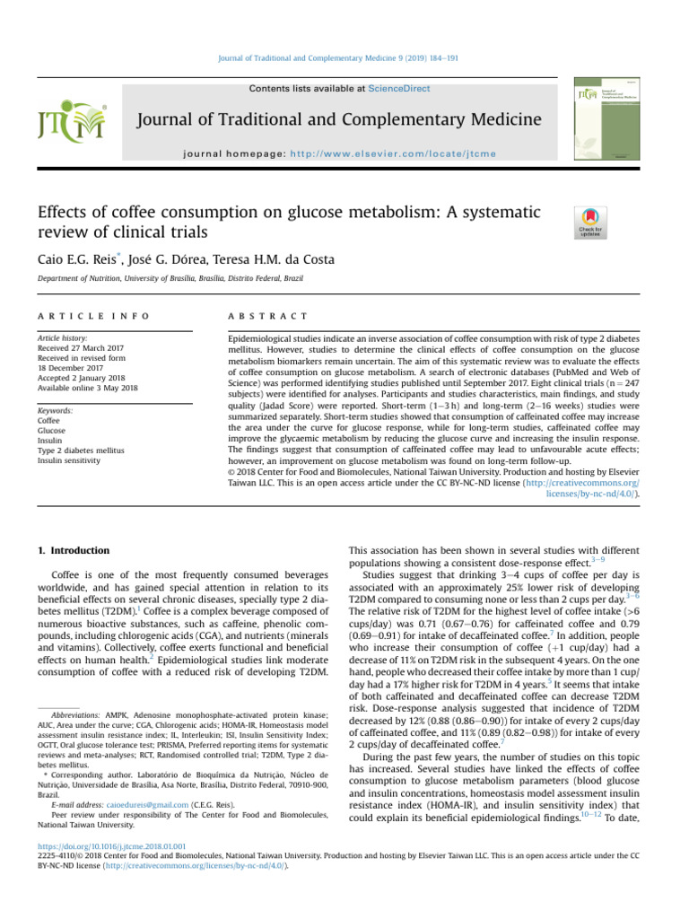 Effects of Coffee Consumption On Glucose Metabolism | PDF | Systematic ...