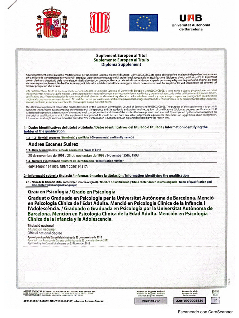 Suplemento Europeo Al T tulo PDF