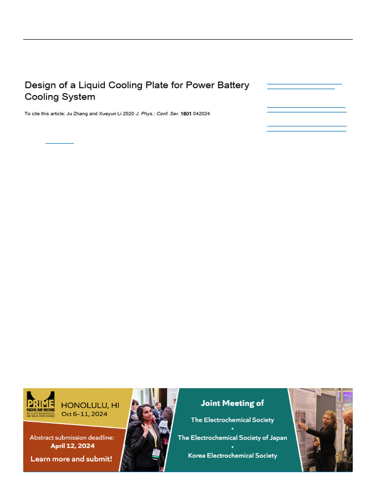 Design of A Liquid Cooling Plate For Power Battery Cooling System | PDF ...