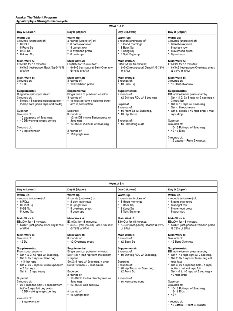 Trident Strength Training Program | PDF | Physical Fitness | Weight ...