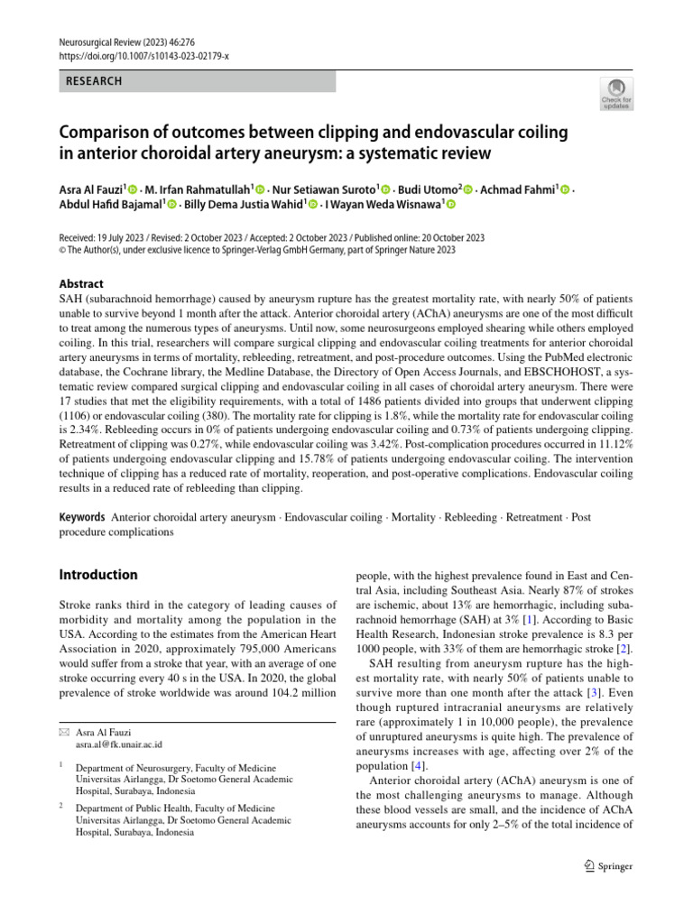 CLipping Vs Endovascular | PDF | Interventional Radiology | Stroke