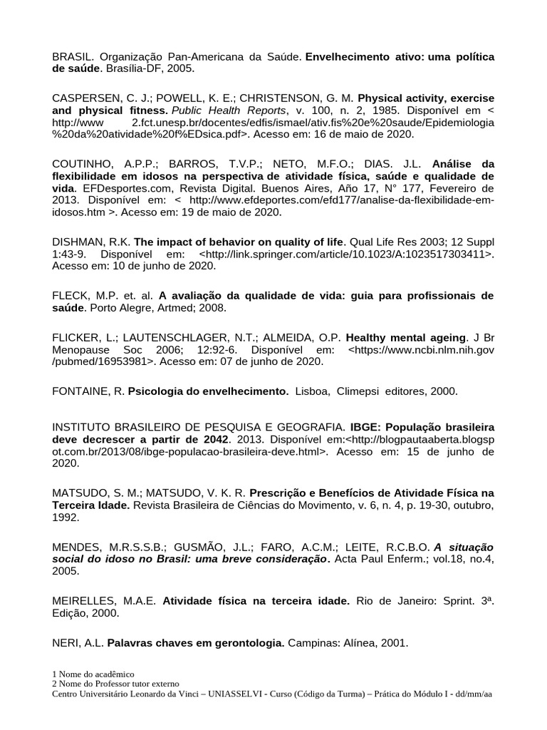 Envelhecimento Ativo e Qualidade de Vida | PDF | Terceira idade ...